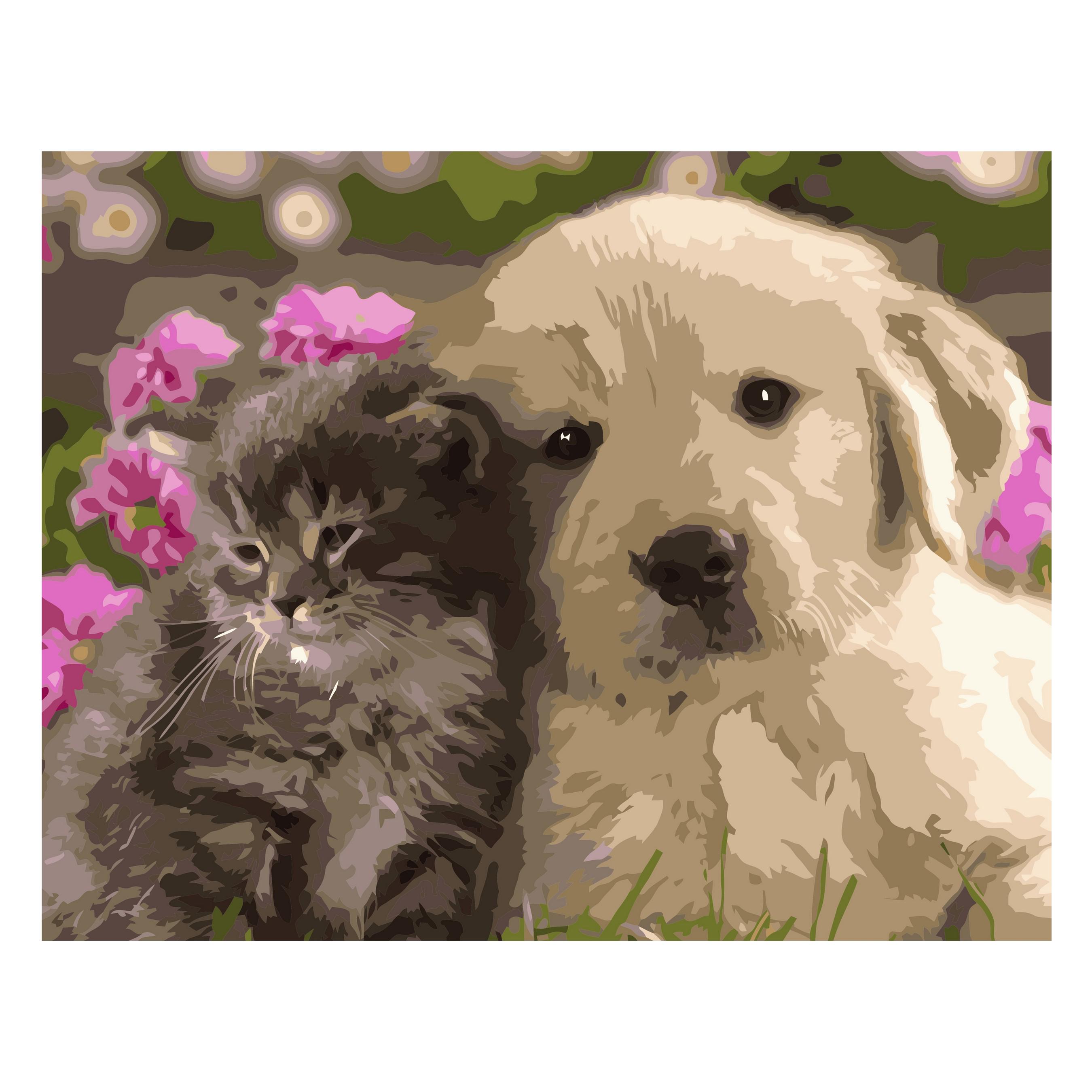 Картина по номерам Strateg Премиум Лучшие друзья с лаком 40х50 см (VA-0571)