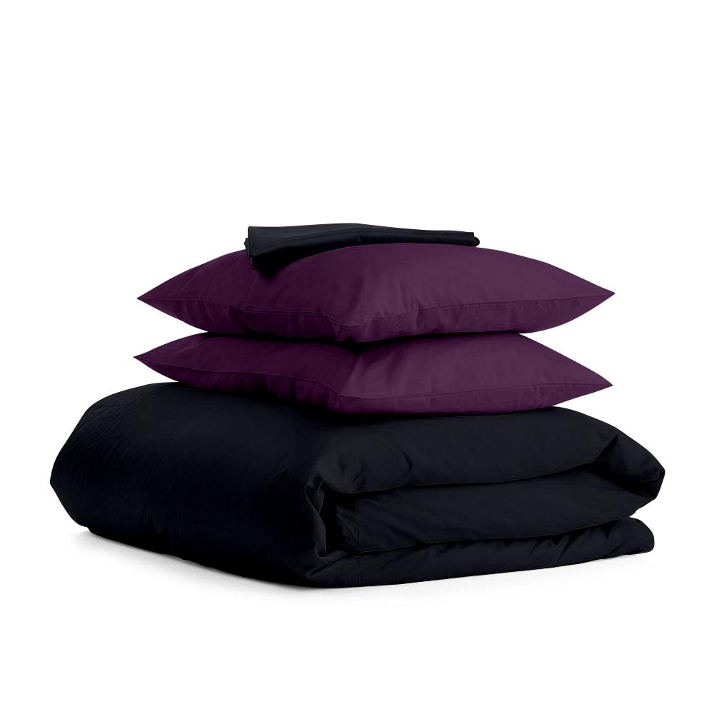 Комплект евро постельного белья Cosas Satin Black Violet-P 200х220 см (4822055243777)