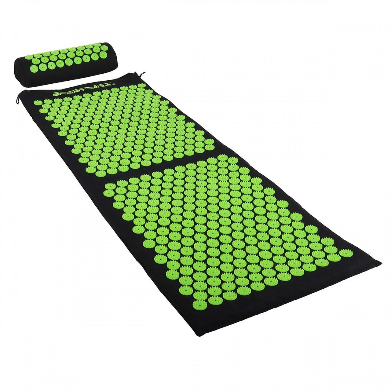 Коврик акупунктурный с валиком SportVida SV-HK0353 Аппликатор Кузнецова 130x50 см Black/Green