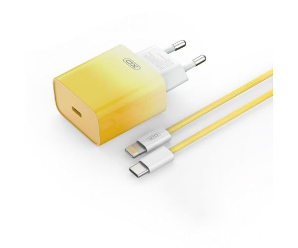 Устройство зарядное сетевое Xo CE18 1Type-C PD/QC Type-C to Lightning 30W Yellow