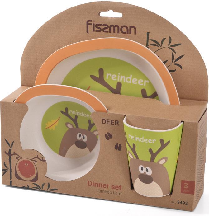 Набор детский 3 предмета Fissman Олень бамбуковое волокно 20 см - фото 5 Набор детский 3 предмета Fissman Олень бамбуковое волокно 20 см - фото 5