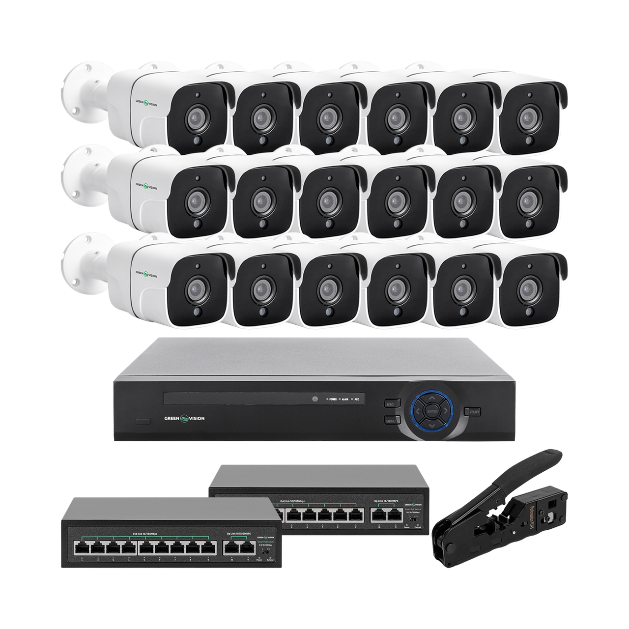 Комплект видеонаблюдения на 18 камер GreenVision GV-IP-K-W90/18 5MP