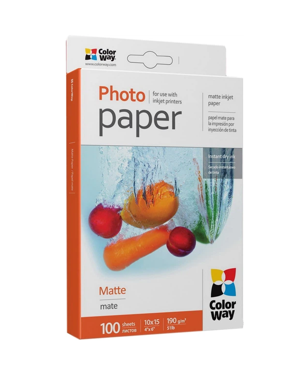 Фотобумага матовая ColorWay 10х15 см 190 г/м² 100 листов (PM1901004R)