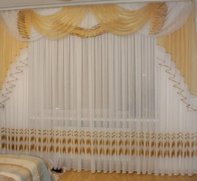 Ламбрекен в гостиную шифон 3 м Бежевый (158)