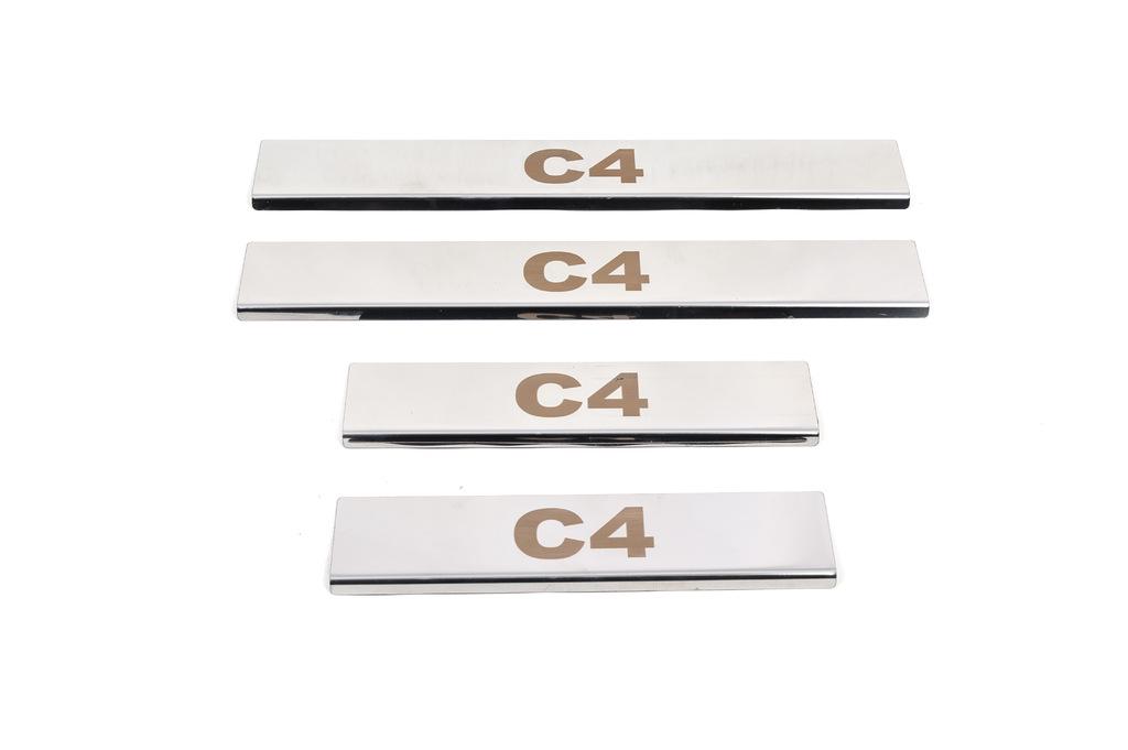 Накладки на пороги Carmos для Citroen C-4 2004-2010 гг. нержавеющая сталь Хром