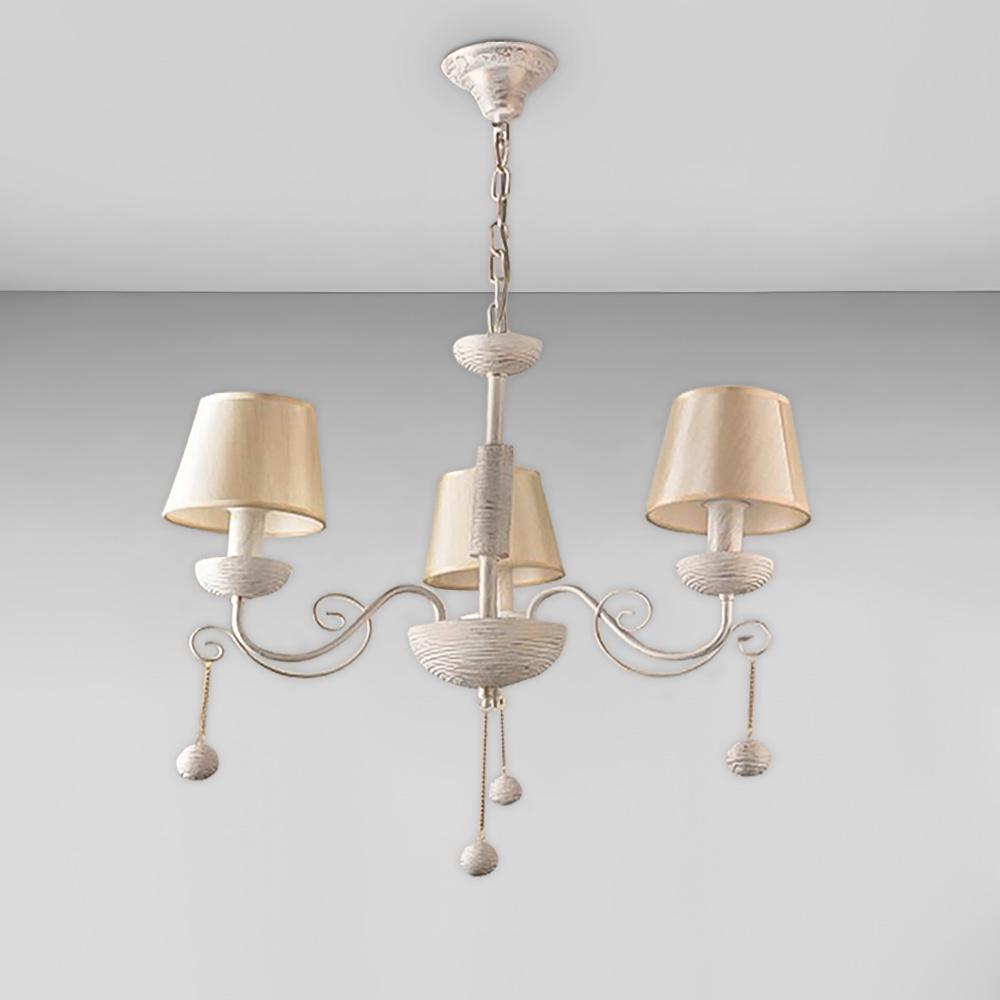 Люстра подвесная с абажуром Light House SRS-18493/3 Белый/Золотистый