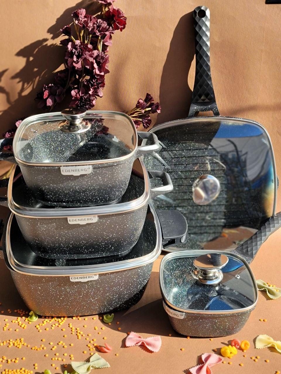 Набір казанів Edenberg із мармуровим покриттям 10 пр. (EB-12912)