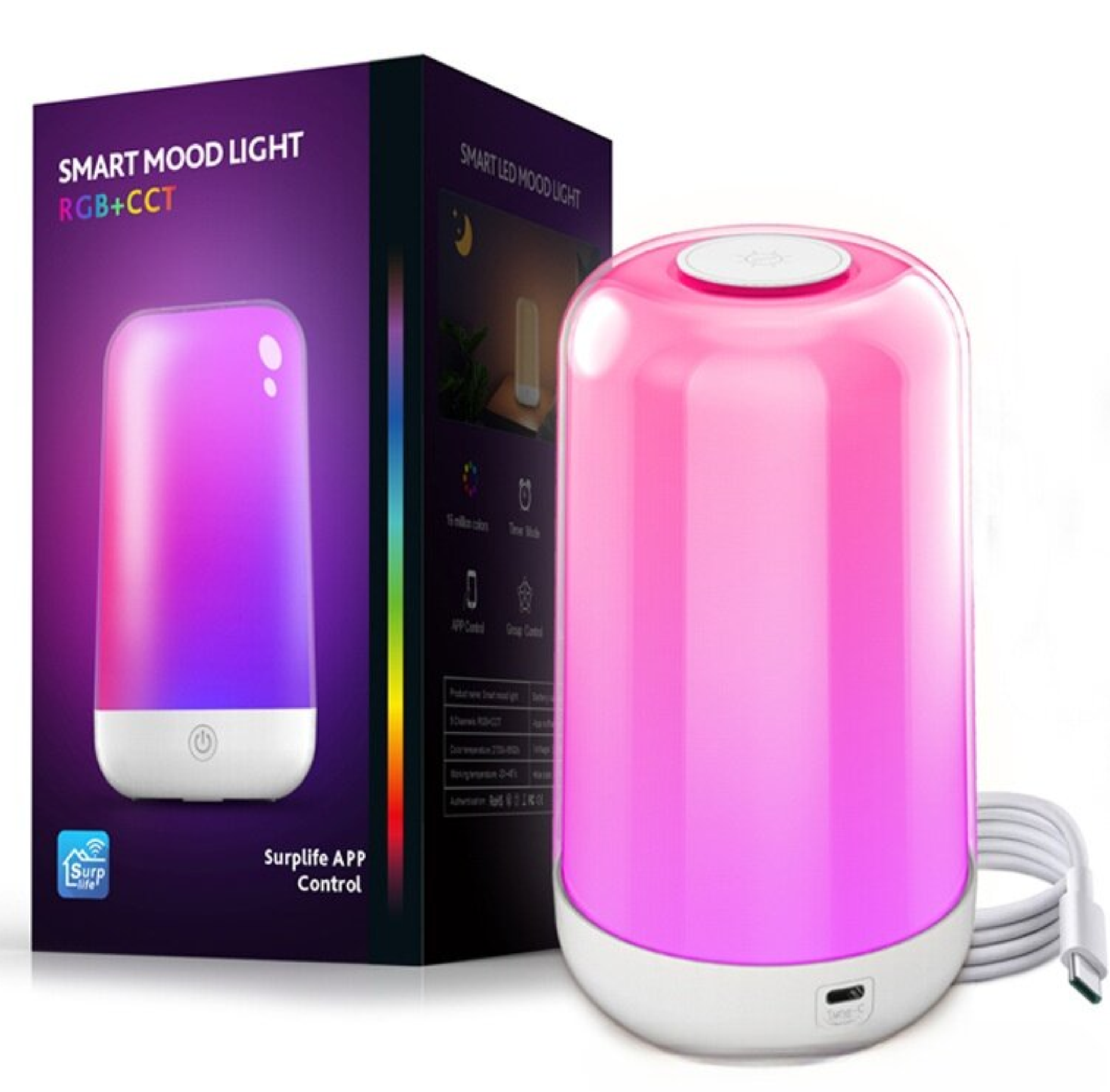 Нічник Smart LED AuraLite RGB Bluetooth/Wi-Fi Android/iOS керування голосом Alexa/Google (505832988)