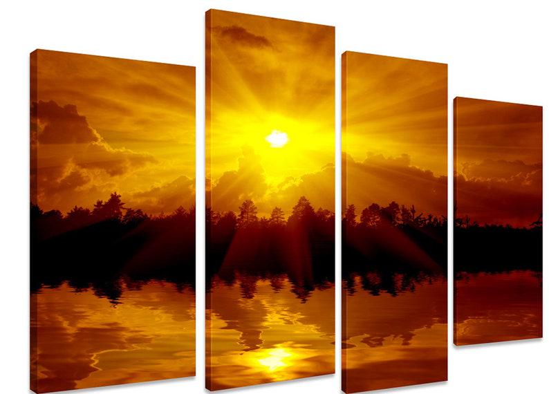 Модульная картина KIL Art Закат над озером на холсте из четырех частей 129x90 см (M4_L_435)