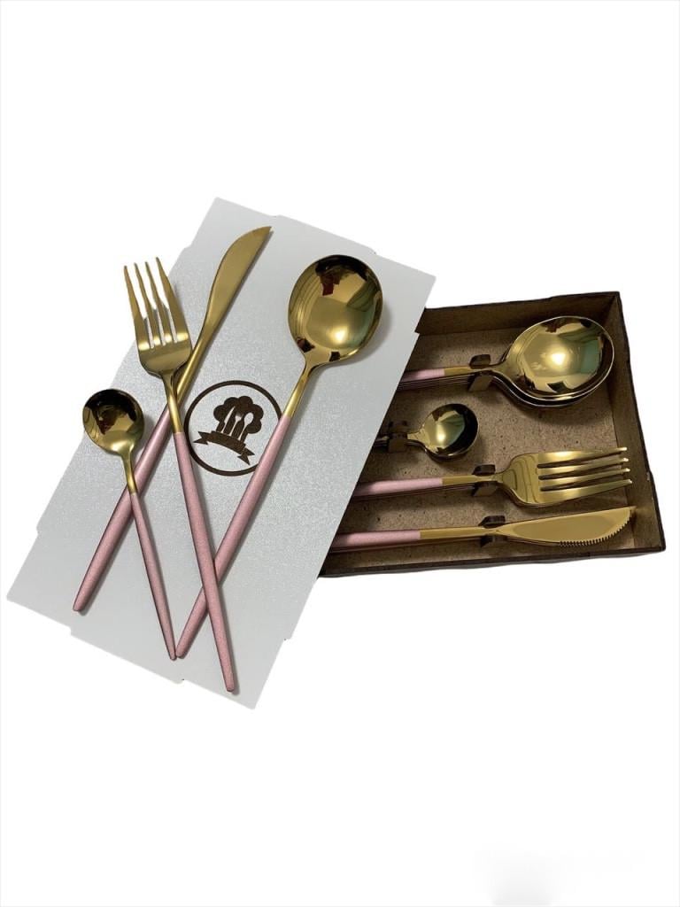 Набор столовых приборов Kitchen на 6 персон Розовый (1496764818)