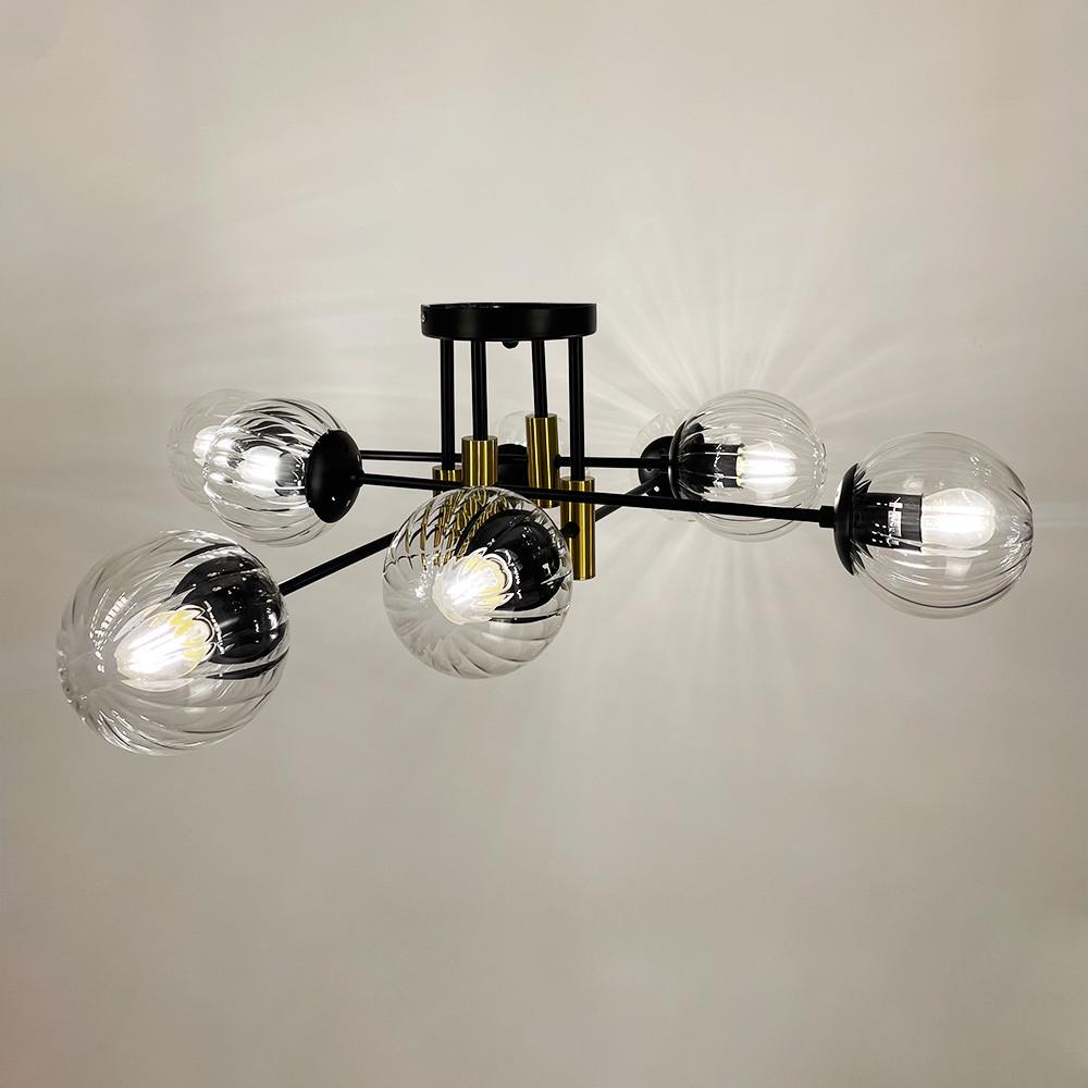 Люстра потолочная на 8 прозрачных плафонов с латунной фурнитурой Черный (51797/8 TBS+BK+CL) - фото 2