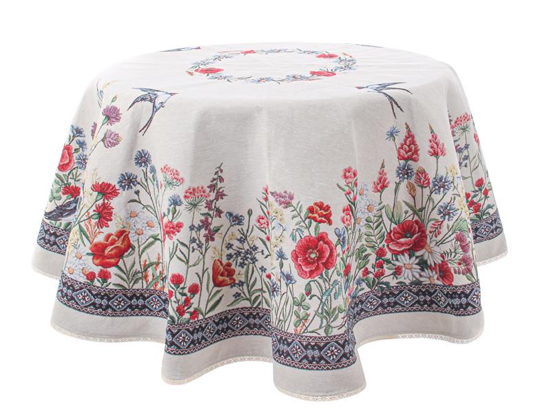 Скатерть гобелен Chamomille 140х140 см круглая (732-043)