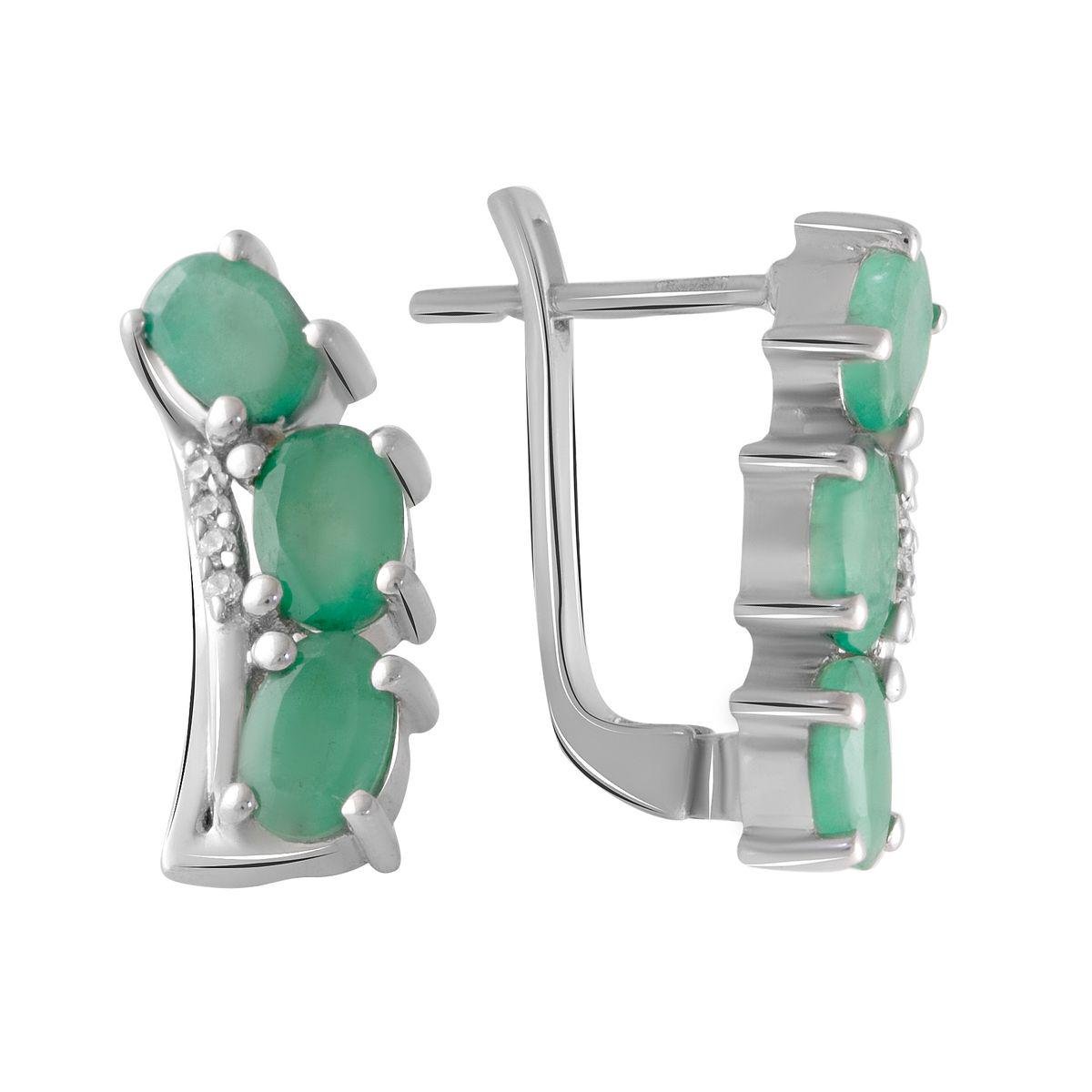 Сережки срібні з натуральними смарагдами
