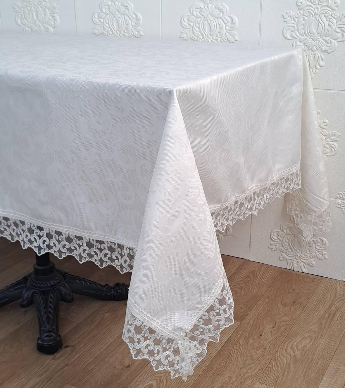 Скатерть с кружевом Masali Model 512 160x400 см Cream (CN22388)