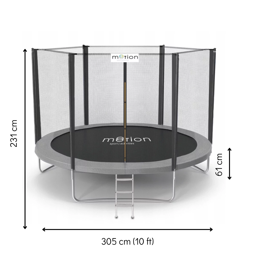 Батут Motion Sport Line 305 см із зовнішньою сіткою Сірий (3231) - фото 2