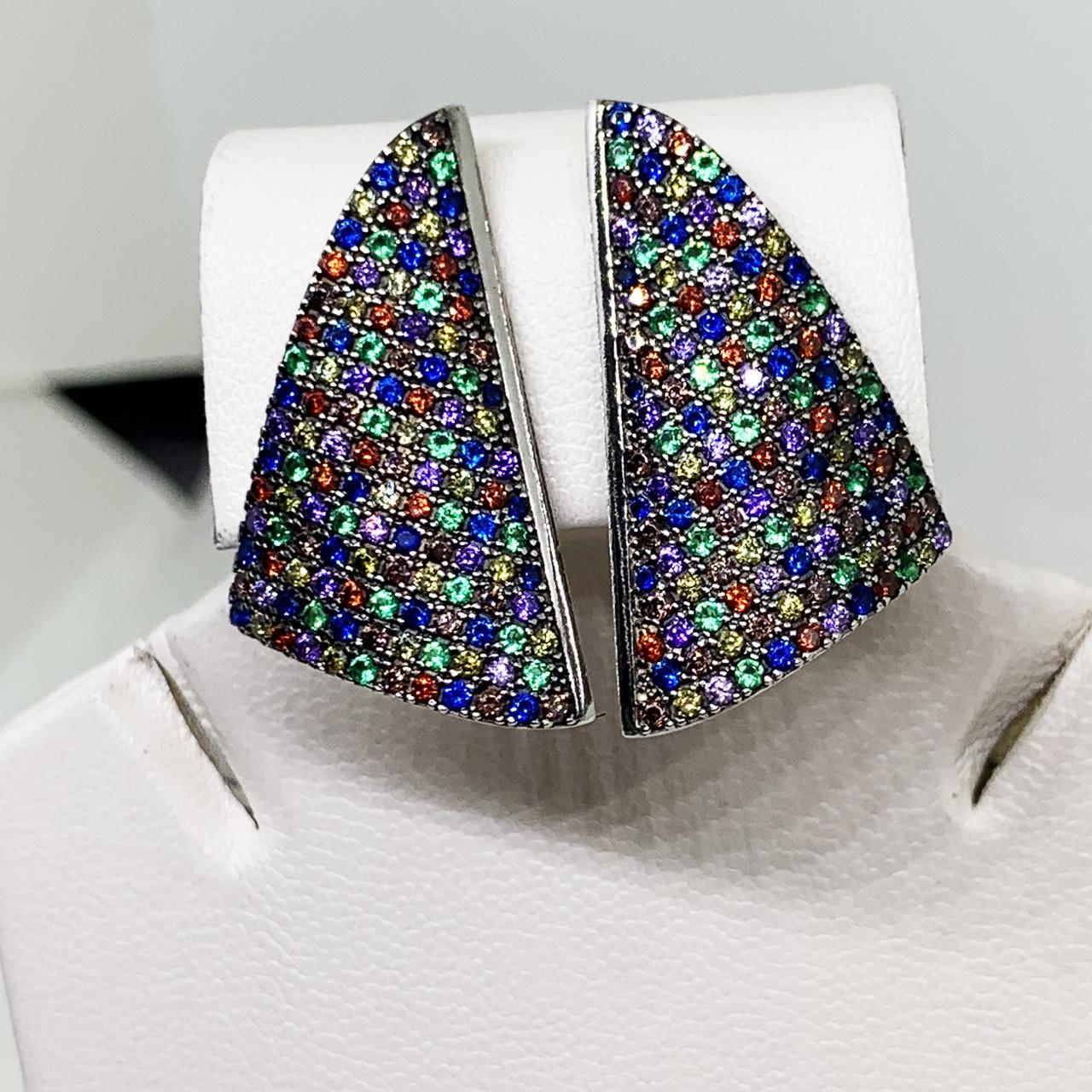 Серьги серебряные с фианитами Регата 6,68 г (1000880132)
