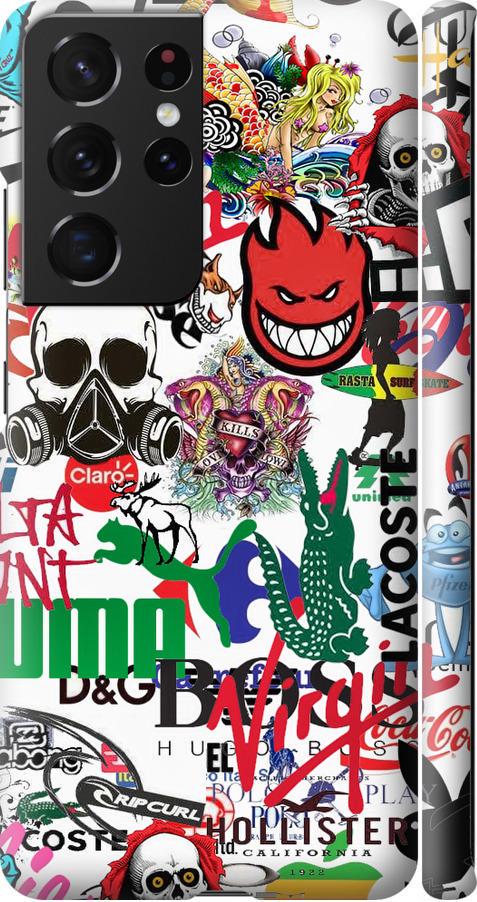 Чехол на Samsung Galaxy S21 Ultra (5G) Many different logos (4022m-2116-42517)