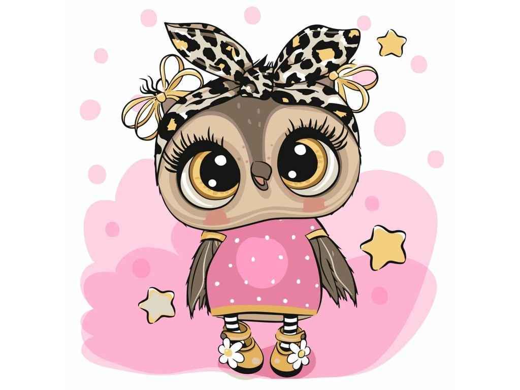 Картина по номерам Strateg Милый совенок 30х30 см (ES-0813)