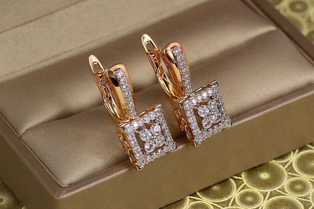 Серьги Xuping Jewelry магический квадрат родий 2,2 см Золотистый (2187157484)