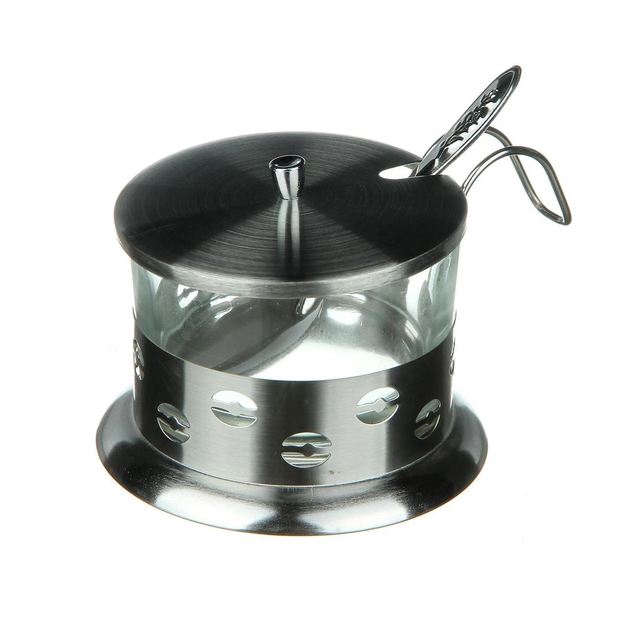 Цукорниця скляна з ложкою