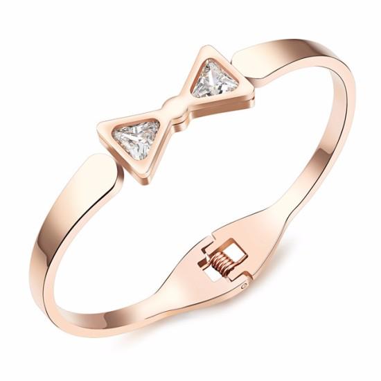 Браслет женский Бантик с камешками из медицинской стали (BS-062)