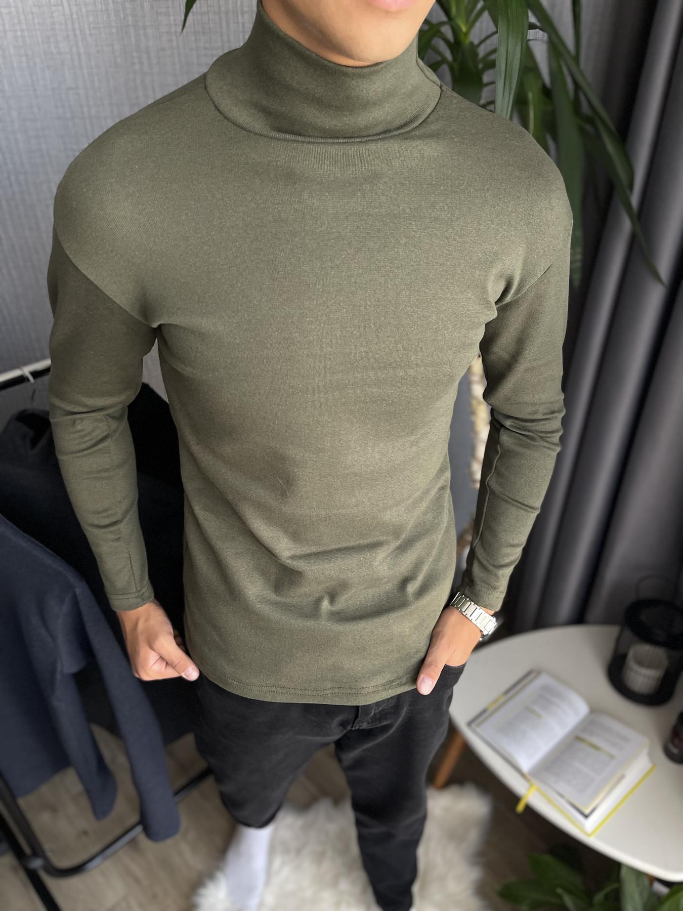 Гольф чоловічий зимовий на флісі облягаючий S Хакі (26534/3/1) - фото 8 Гольф чоловічий зимовий на флісі облягаючий S Хакі (26534/3/1) - фото 8