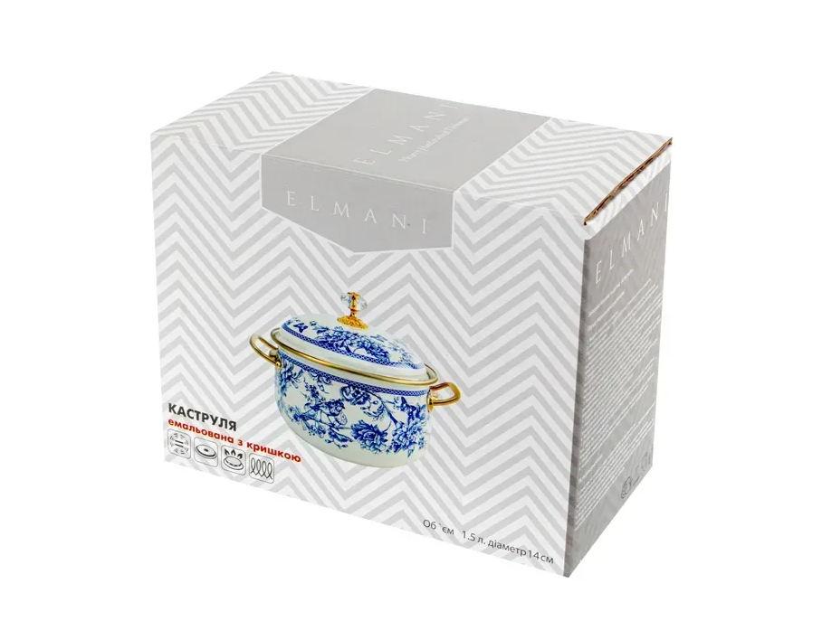 Каструля емальована VITALY Elmani з кришкою 1,5 л 14 см (763-019) - фото 9 Каструля емальована VITALY Elmani з кришкою 1,5 л 14 см (763-019) - фото 9