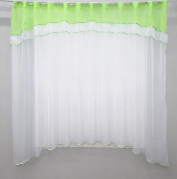 Гардина на кухню арка 280х170 см Салатовый/Белый (036к) Гардина на кухню арка 280х170 см Салатовый/Белый (036к)
