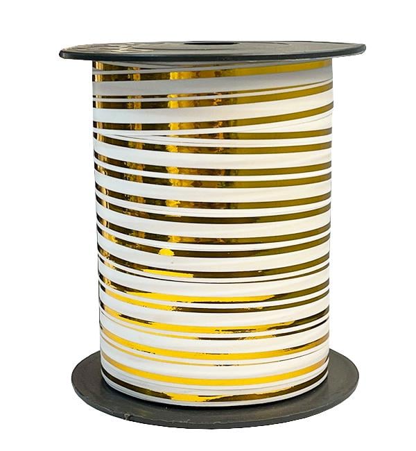 Стрічка для повітряних кульок довжина 50 м Білий із золотим (1356322)