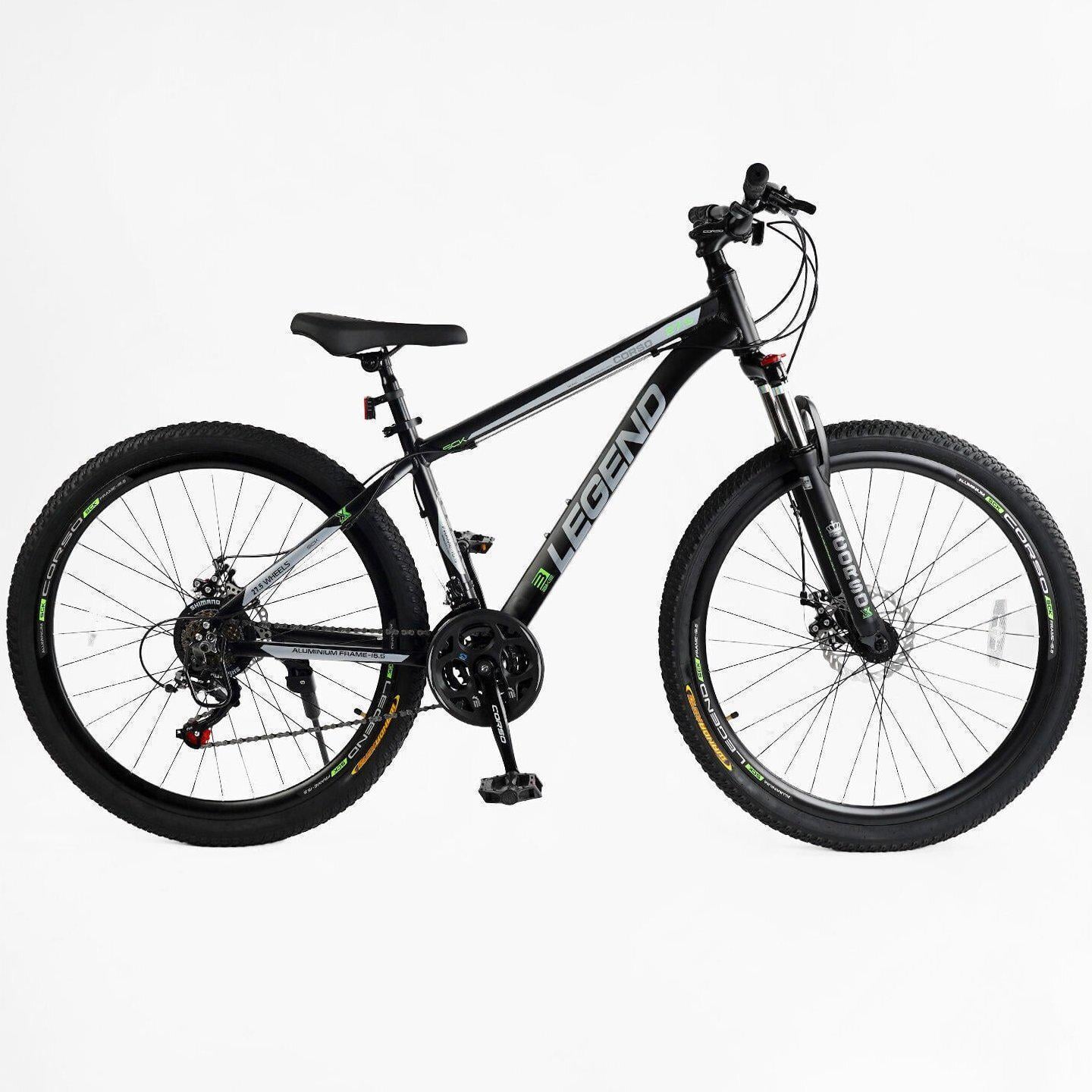 Велосипед горный алюминиевый Corso Legend 27,5" рама 15,5" Черный