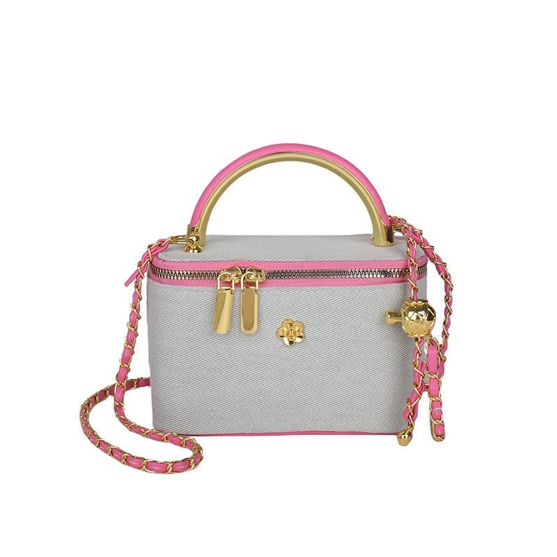 Женская сумка-кейс в стиле Chanel Grey/Pink