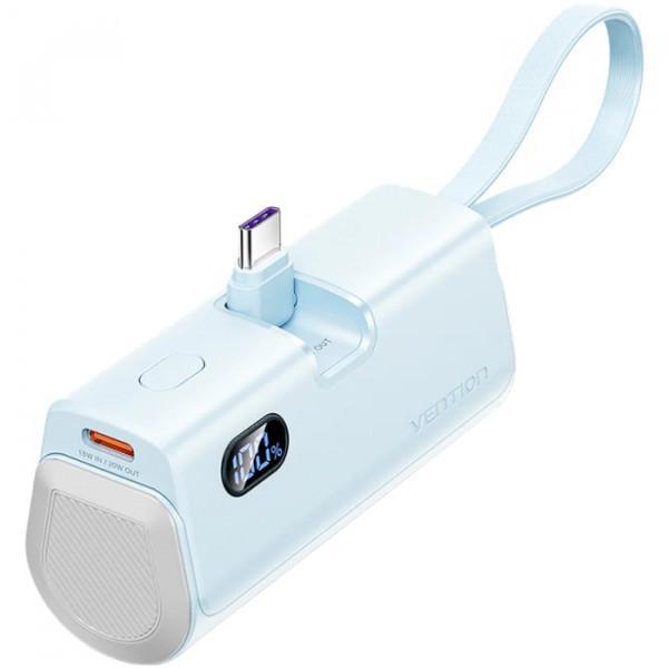 Повербанк Vention FHQL0 Blue 4800 мАч 22.5 W PD с LED дисплеем Lightning и USB Type-C (FHQL0)