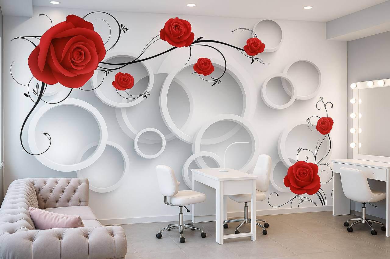 Фотообои флизелиновые Styleo Print-walls 3D Красные розы 0150 350х270 см (Pw-0150/3)