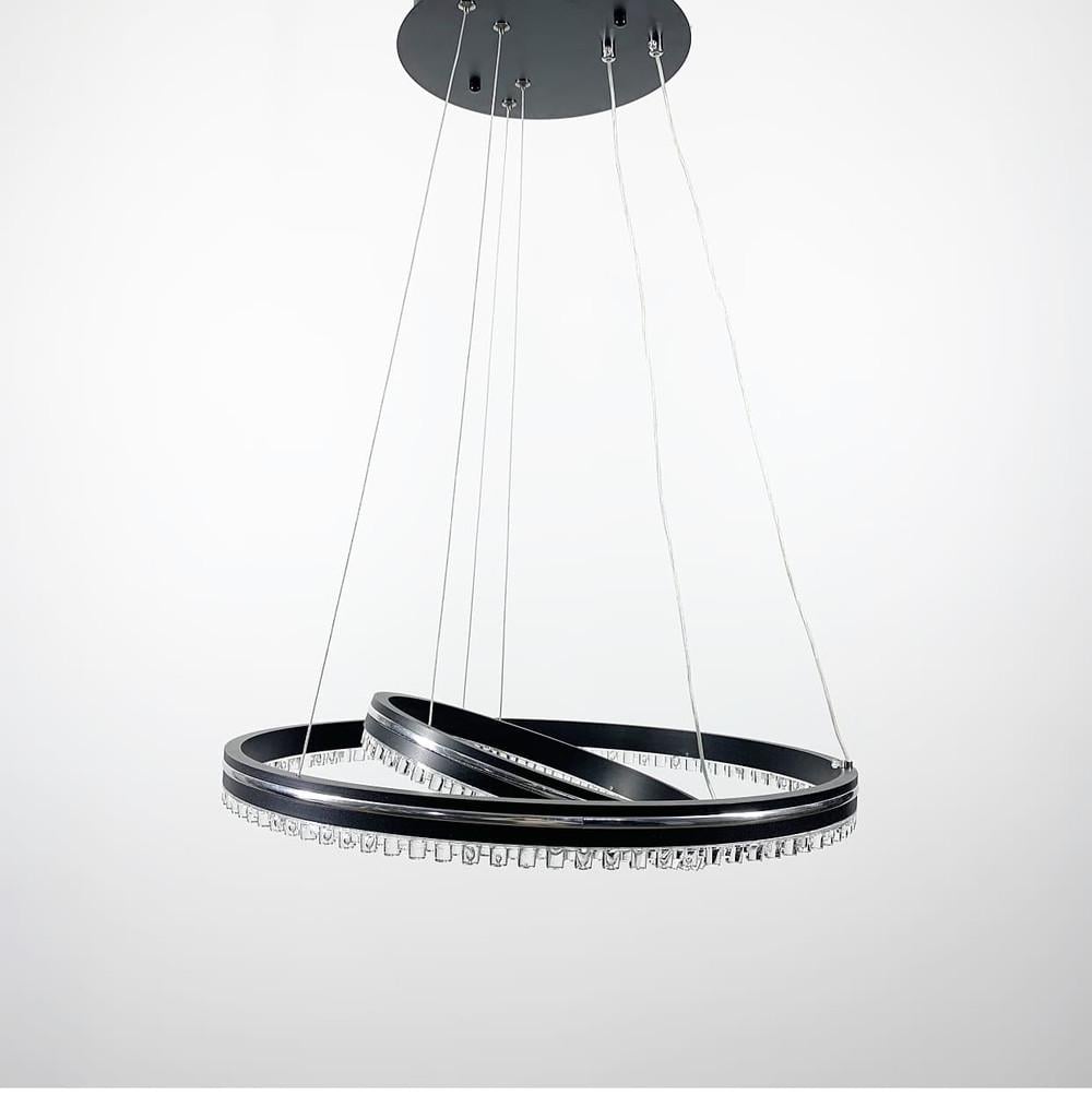 Люстра LED на 2 кольца с хромированной полоской/пульт Черный/Хром (A55060/2P BK/CH)