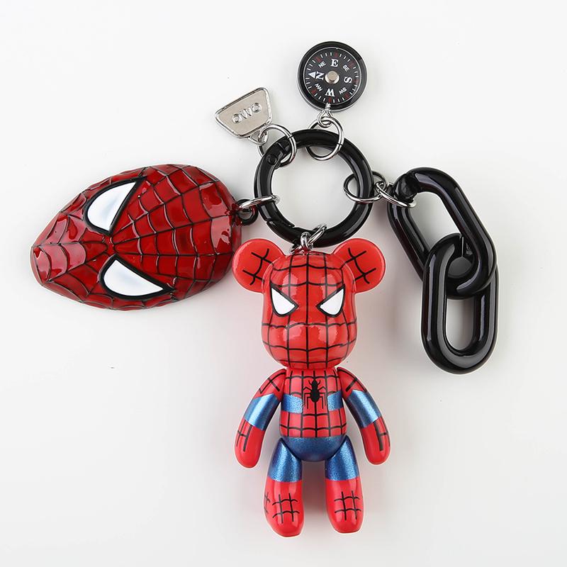 Брелок Bearbrick мишка Человек-паук с маской Красный