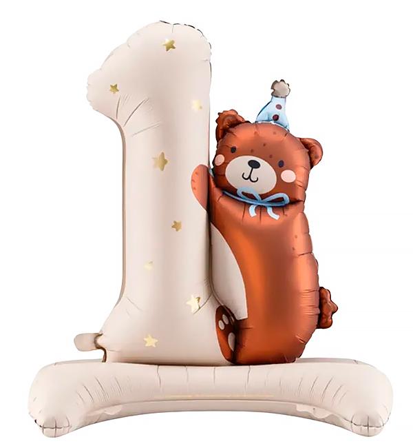 Шарик PartyDeco Цифра 1 с мишкой 81х72 см (10302)