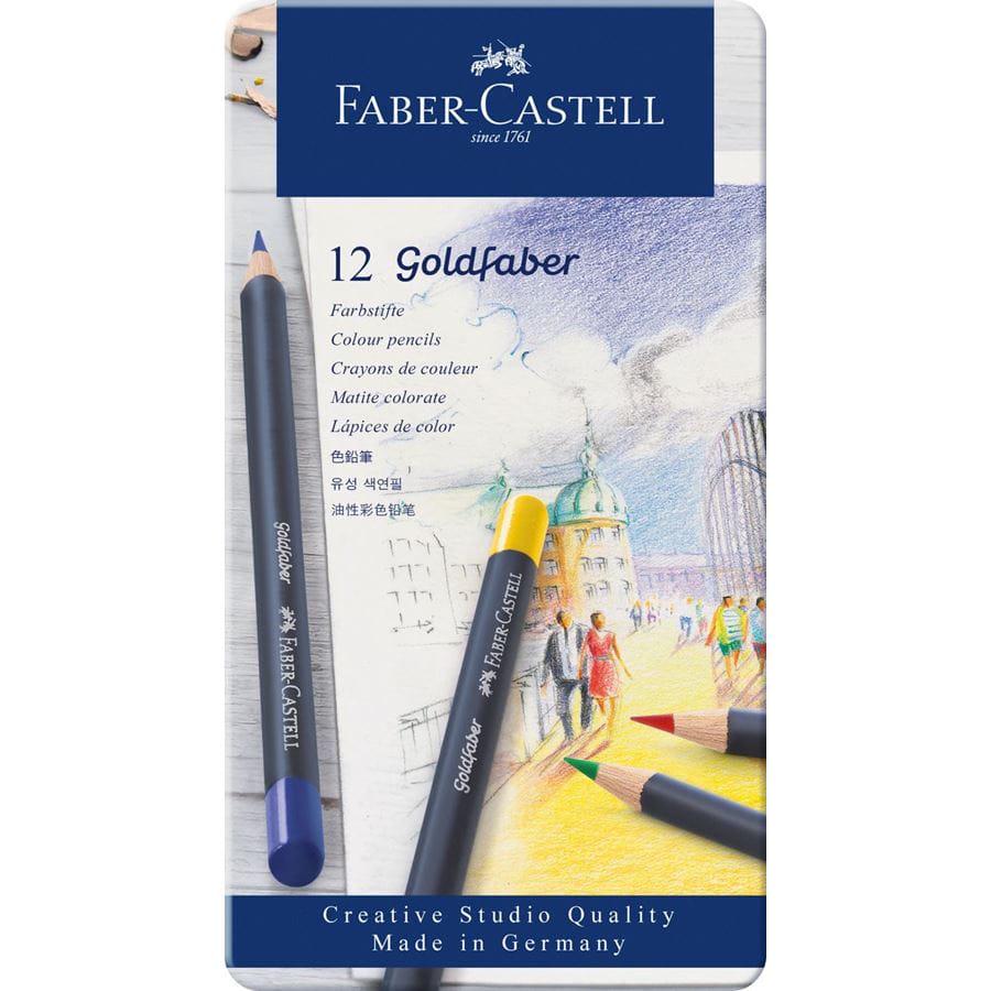 Набор цветных карандашей Faber-Castell GoldFaber металлический пенал 12 цветов (114712)