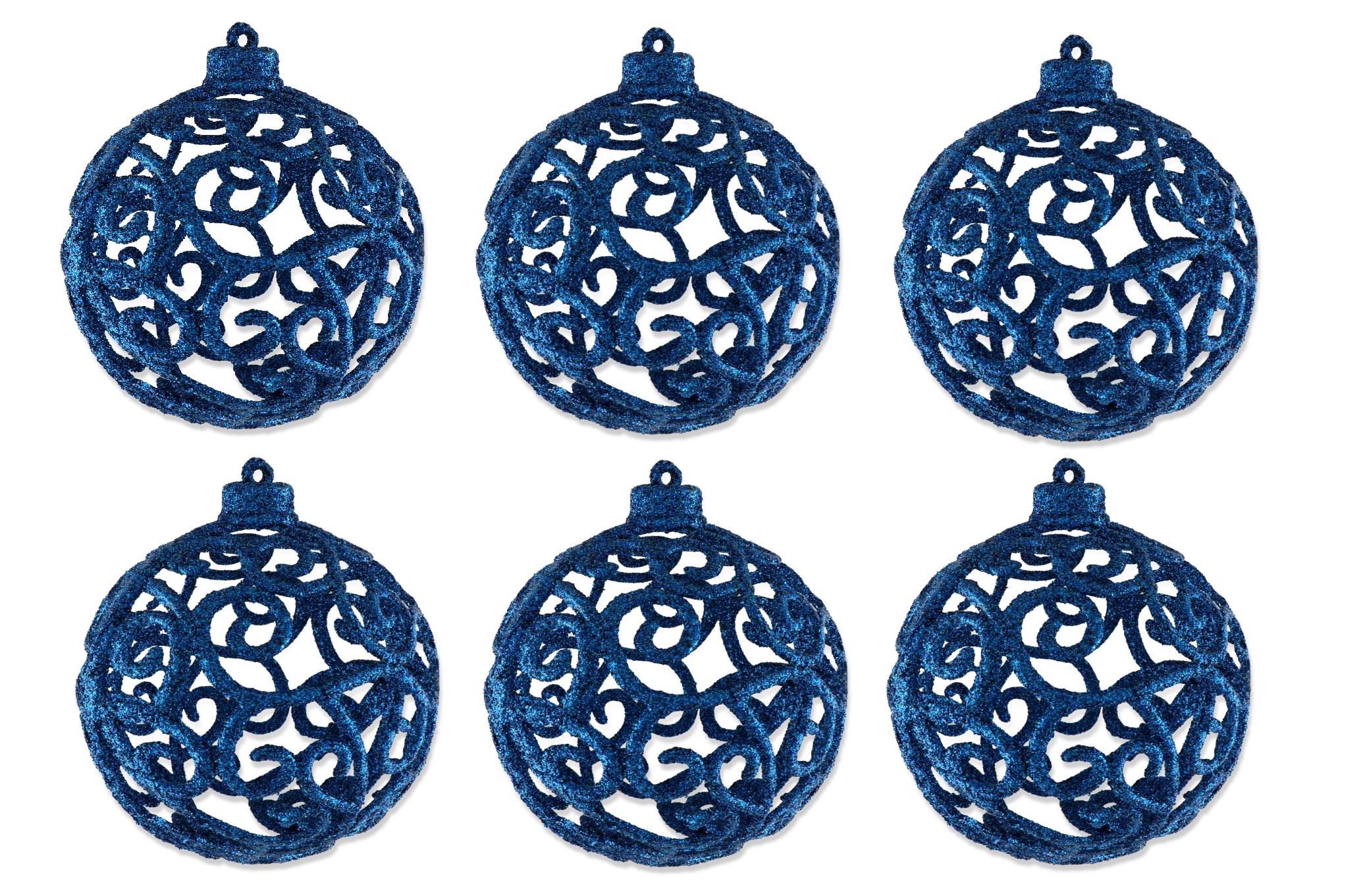 Шарики новогодние МАГІЧНА-НОВОРІЧНА 9682-SB пластиковые 6 см 6 шт. Blue