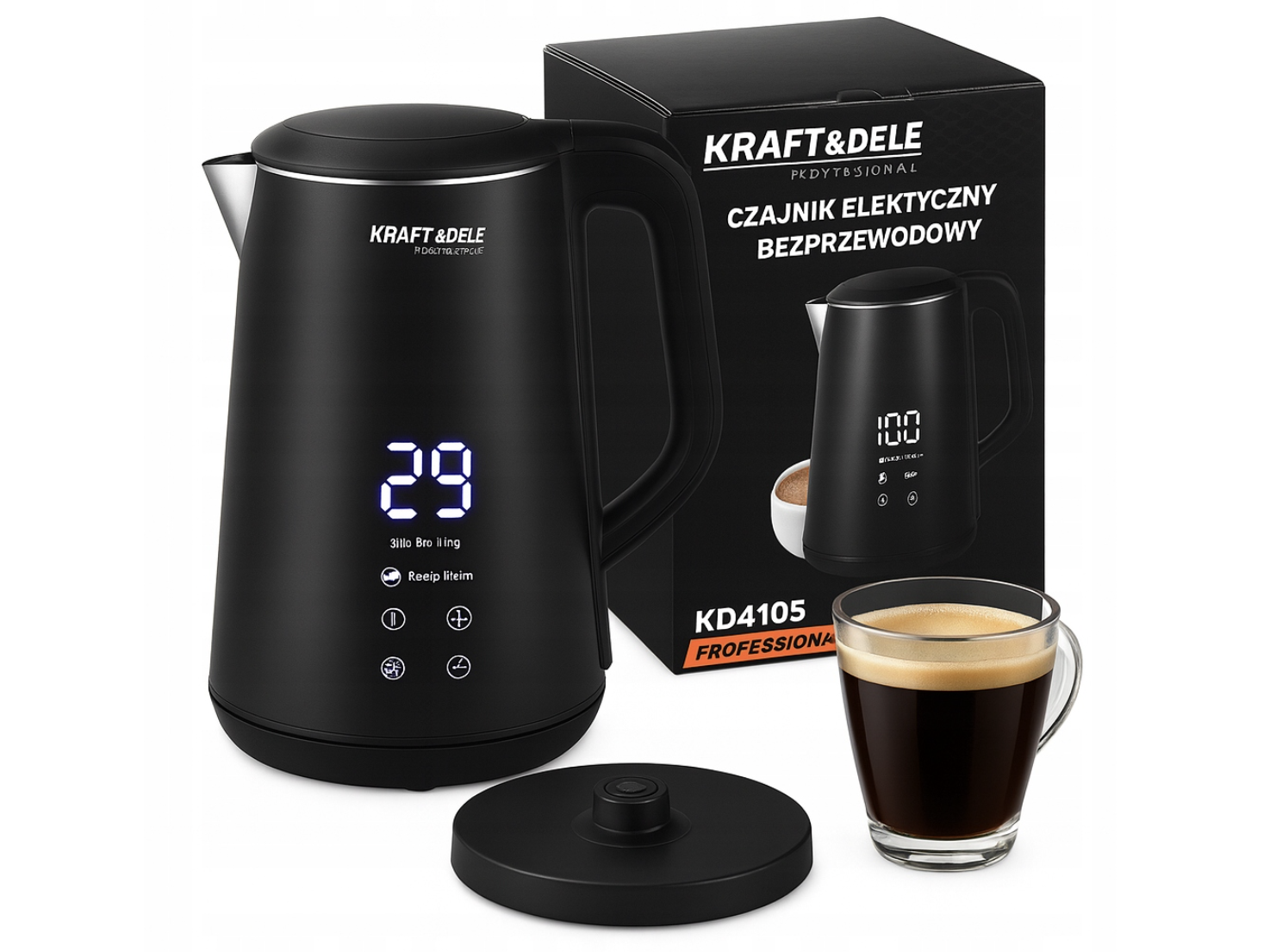 Електричний чайник з контролем температури Kraft&Dele KD4105 1,6 л 1500 Вт Чорний (KD4105) - фото 3