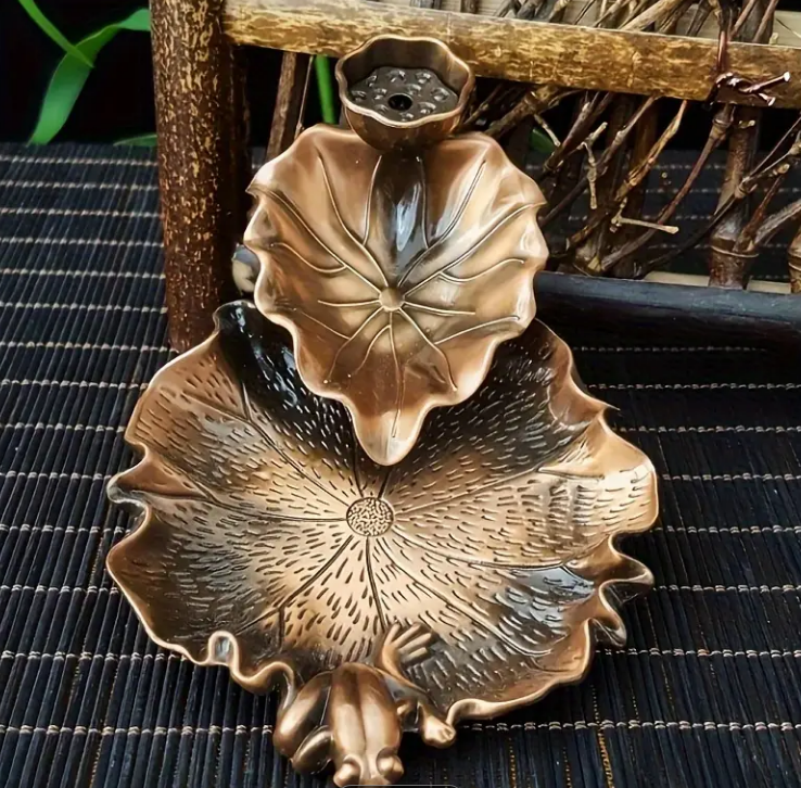 Аромалампа для благовоний Листы Лотоса металлическая 12,5х8,2х3 см (EG4073)