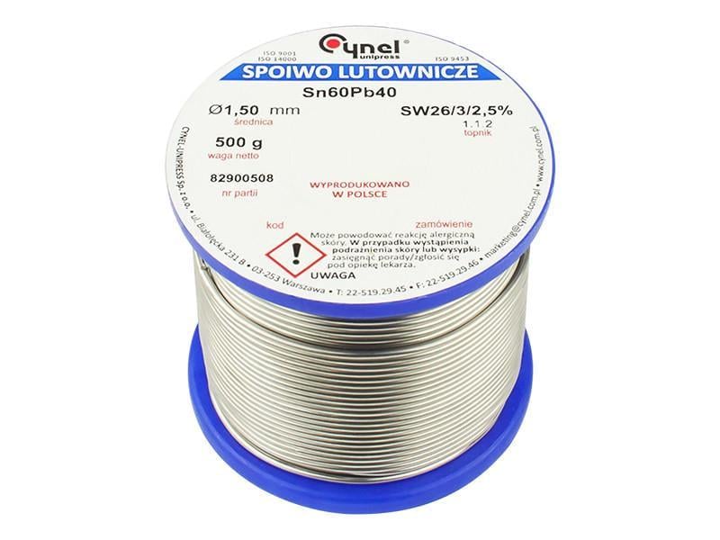 Припой Cynel Sn60Pb40-SW26 с флюсом 1,5 мм 500 г (1276309775)