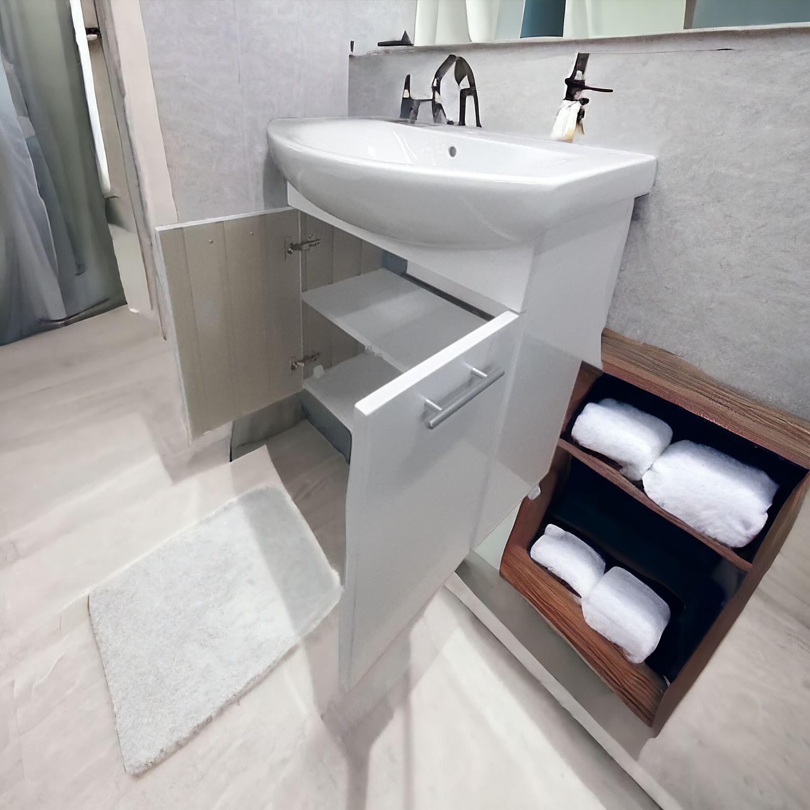 Тумба для ванной комнаты пластиковая The Mix 2.0 2 двери 55 см White (2411) - фото 6