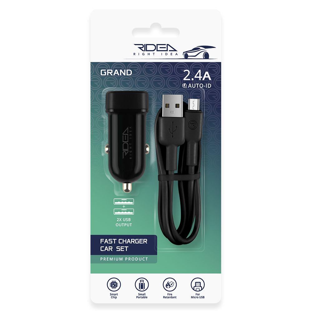 Зарядний пристрій автомобільний Ridea RCC-21112 Grand Micro 2USB 2,4 A Black (00037448)