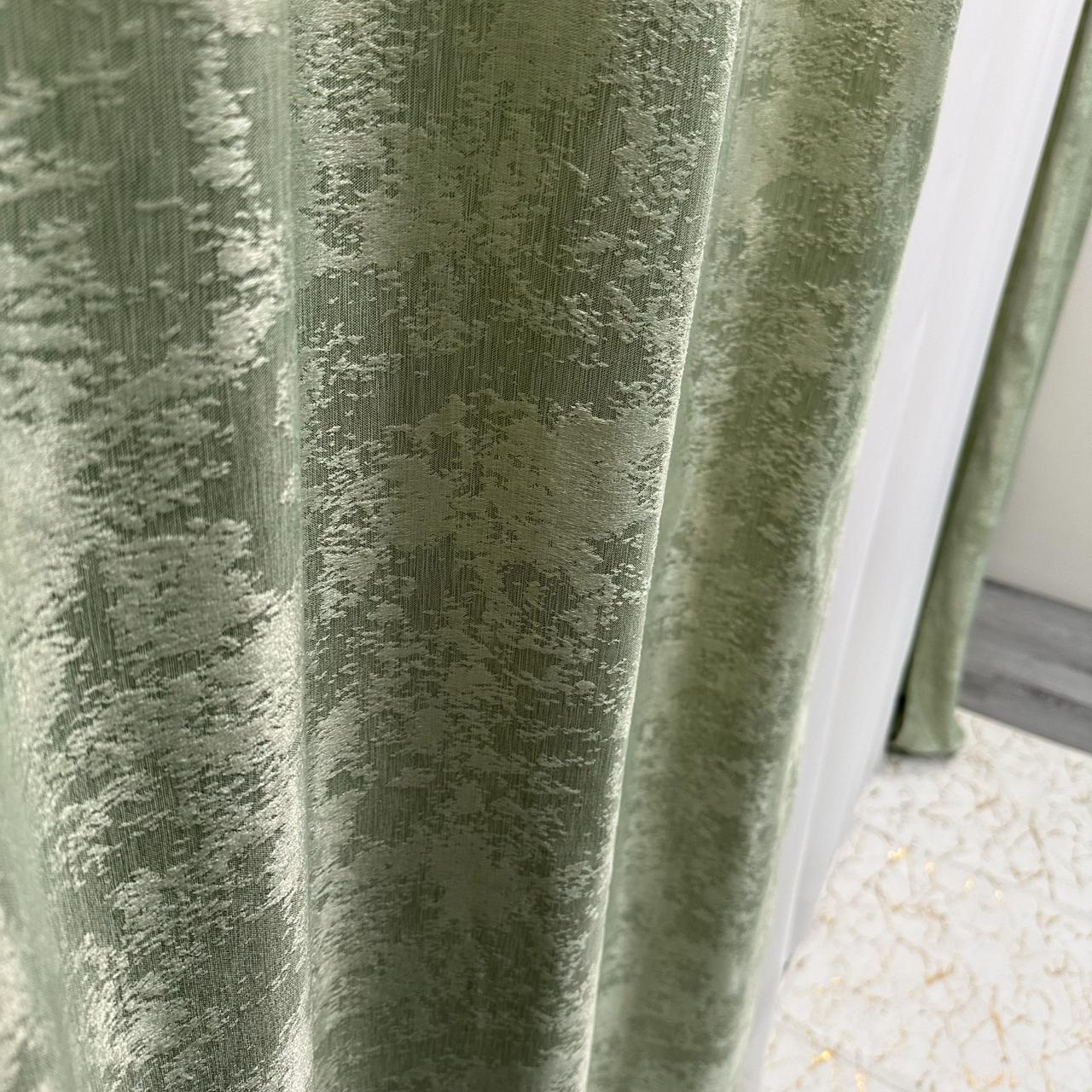 Шторы жаккардовые с мраморным узором среднее затемнение 1,5x2,7 м 2 шт. Салатовый (К1039-3) - фото 4 Шторы жаккардовые с мраморным узором среднее затемнение 1,5x2,7 м 2 шт. Салатовый (К1039-3) - фото 4