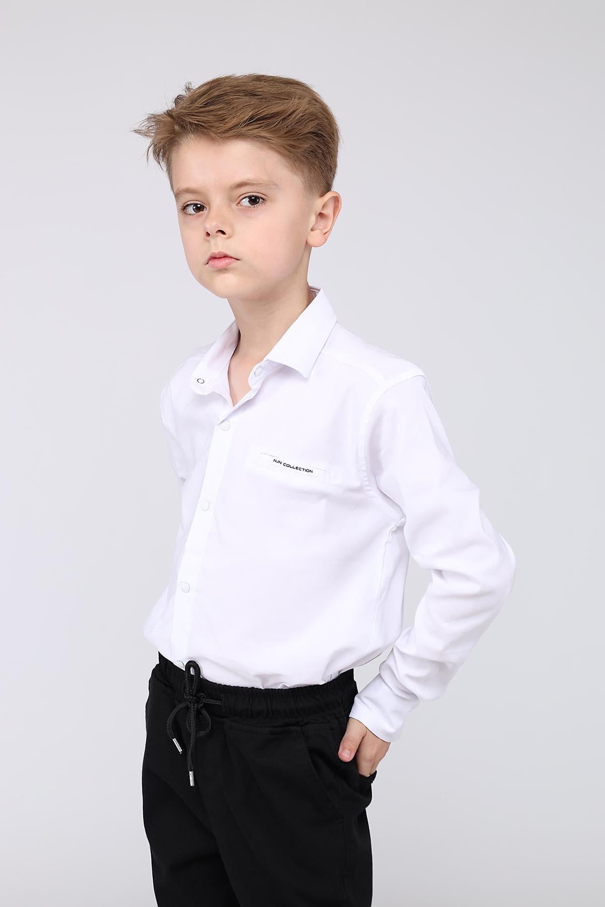 Рубашка с длинным рукавом для мальчика Yuki ЦБ-00280670 128 см Белый (35964498)