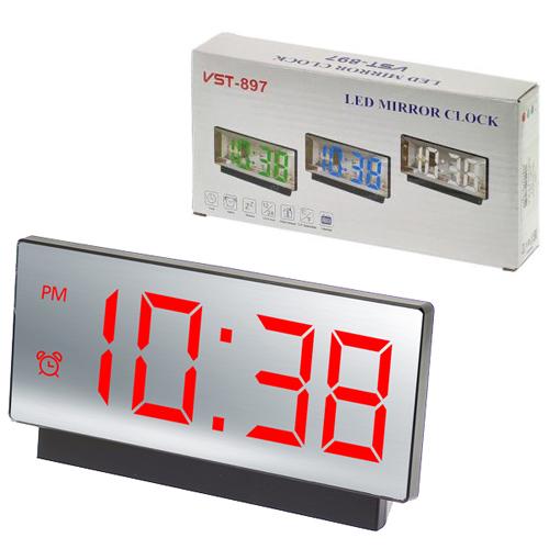 Часы настольные сетевые VST-897-1 красный свет температура USB (25312529)