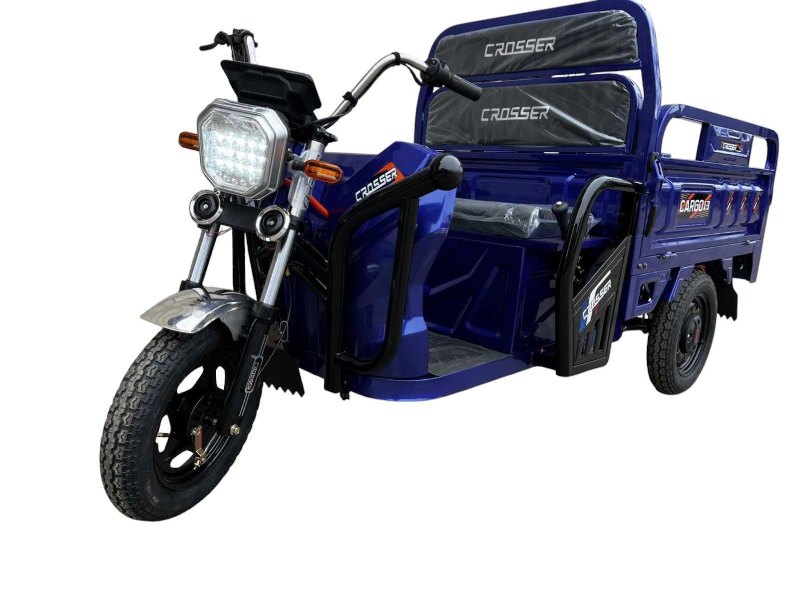 Электроскутер-самосвал грузовой трехколесный Crosser Cargo 13" 1500W 60V 32Ah Синий