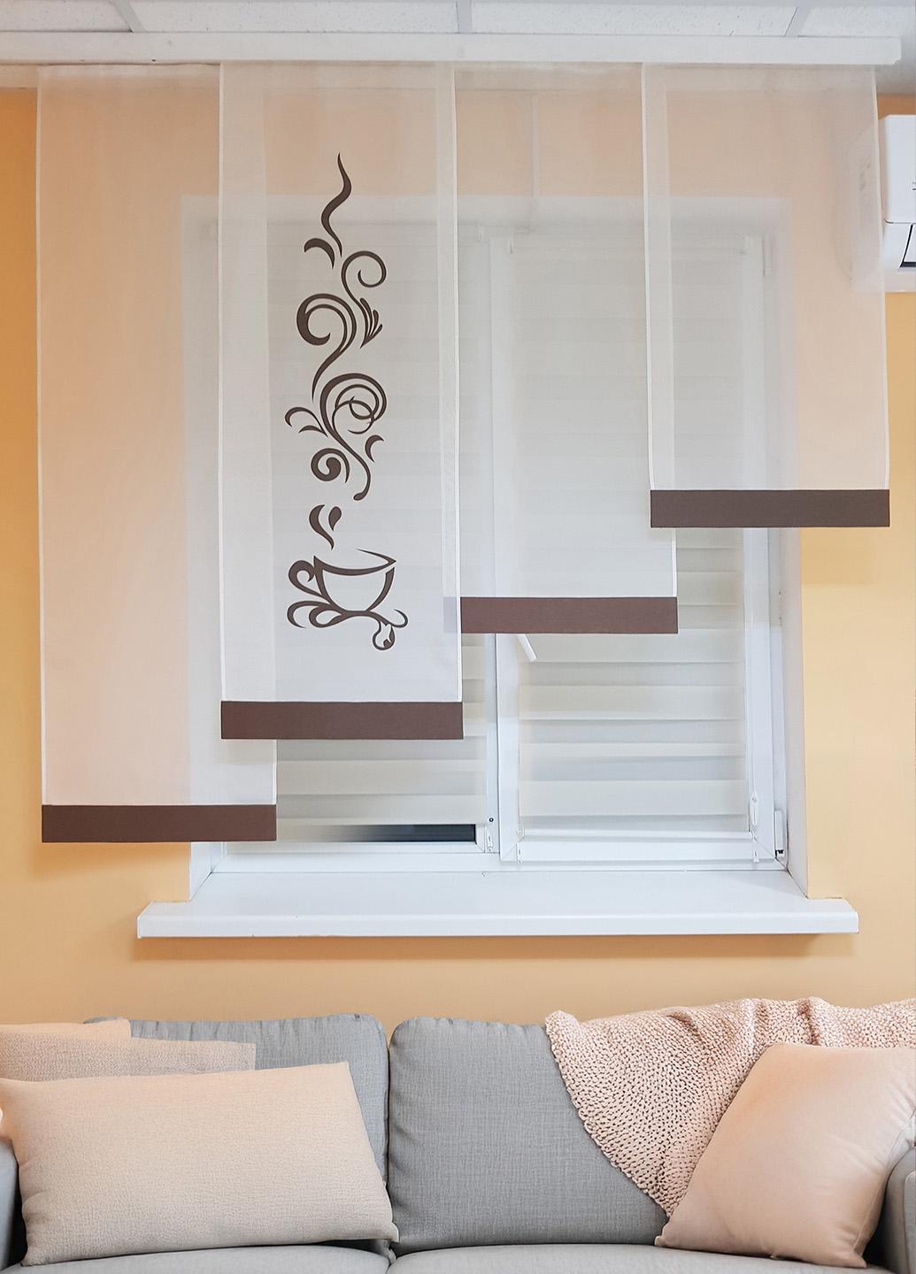 Комплект панельных занавесок Firanka Чашечка кофе 4 шт. карниз 175 см Молочный с шоколадным (27_8п) - фото 2 Комплект панельных занавесок Firanka Чашечка кофе 4 шт. карниз 175 см Молочный с шоколадным (27_8п) - фото 2