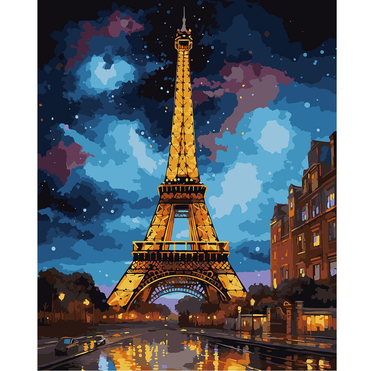 Картина по номерам Santi Эйфелева башня с LED подсветкой 40x50 см (Top-955097)