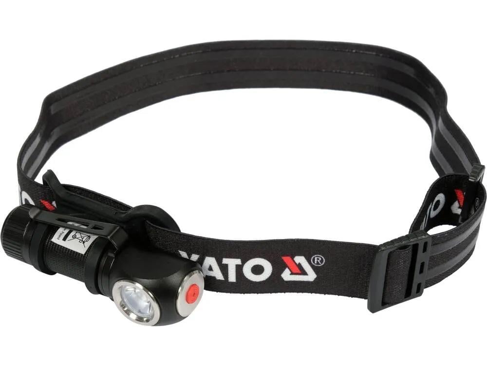 Фонарь на лоб диодный 2в1 YATO; живл. Li-Ion аккумулят 3,7 В 700 мАч, 350/120 Lm, USB зарядка